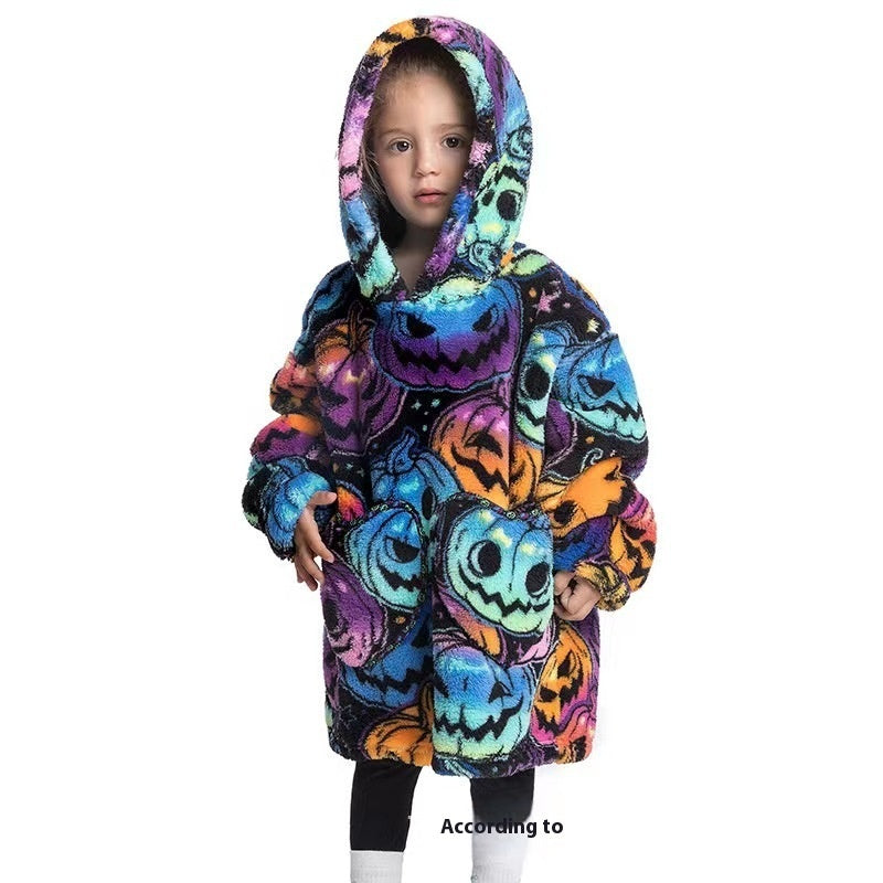 Boys And Girls Comfortable Cotton Velvet Cold-proof Clothes Lazy Blanket Hooded Plus-sized Thickened Blanket Lazy Clothes Children's Sleepwear - [[{"value":"{{ Babyvera Babyvera  }}"}]]