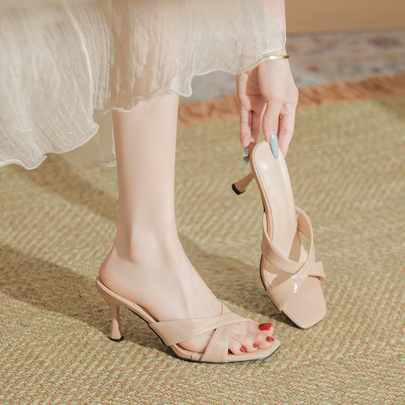 316 - F3 High Heel Square Toe High - grade Outdoor Slippers - Babyvera