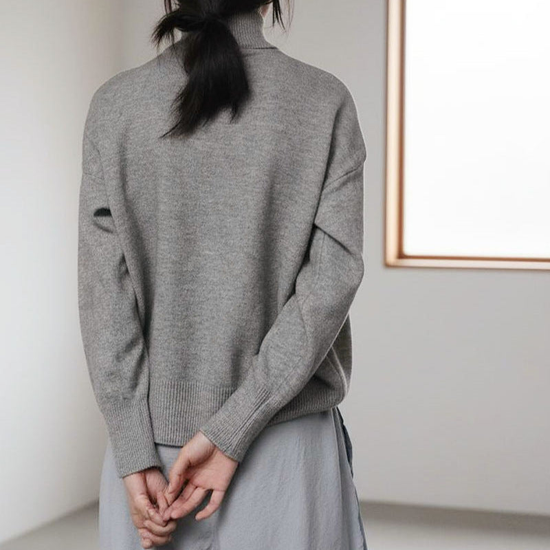 Elegant Commuter Knitted Long-Sleeve T-Shirt With A High Neck Pullover Sweater - [[{"value":"{{ Babyvera Babyvera  }}"}]]