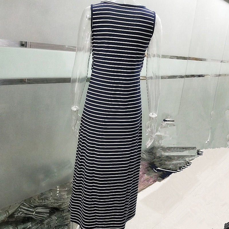 European And American Fashion Round Neck Striped Nursing Dress Lace-up Nursing Dress - [[{"value":"{{ Babyvera Babyvera  }}"}]]