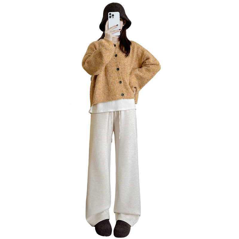 New Relaxed-fit Figure-flattering Straight-leg Casual Lounge-style High-waist Slim Wide-leg Pants - [[{"value":"{{ Babyvera Babyvera  }}"}]]