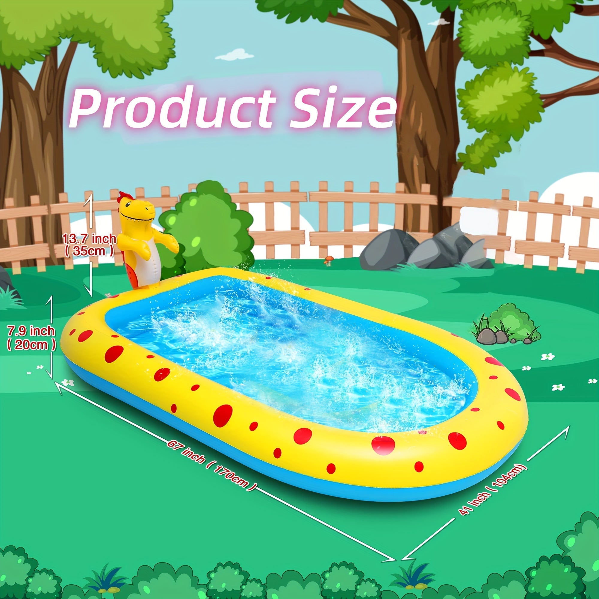 Dinosaur Water Spray Pool For Kids Pet Play Mat Water Play Toy Shark Pool - [[{"value":"{{ Babyvera Babyvera  }}"}]]