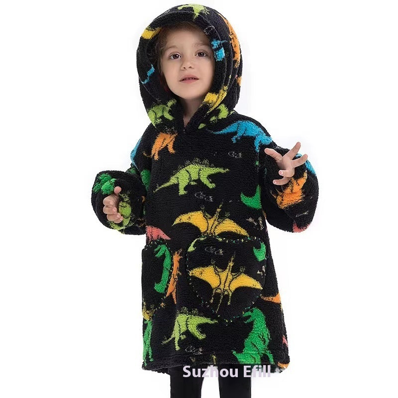 Boys And Girls Comfortable Cotton Velvet Cold-proof Clothes Lazy Blanket Hooded Plus-sized Thickened Blanket Lazy Clothes Children's Sleepwear - [[{"value":"{{ Babyvera Babyvera  }}"}]]