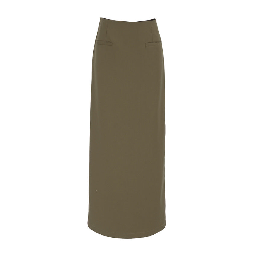 French-style Sophisticated Solid-color High-waisted Skirt With A Slit - [[{"value":"{{ Babyvera Babyvera  }}"}]]
