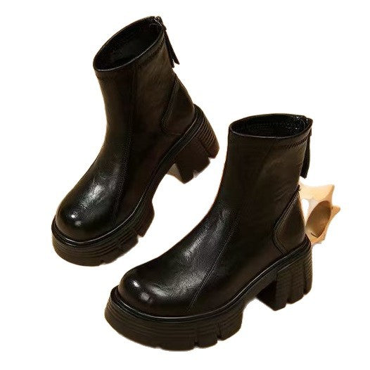 Women's New Fashionable Soft Leather Height-Enhancing British-Style Ankle Boots - [[{"value":"{{ Babyvera Babyvera  }}"}]]
