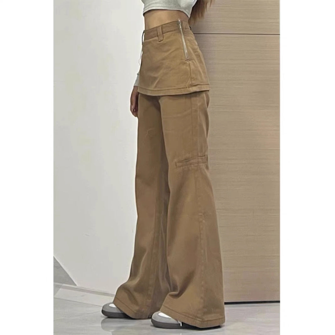 New Relaxed-style Casual Faux Two-piece Straight-leg Horseshoe Pants - [[{"value":"{{ Babyvera Babyvera  }}"}]]