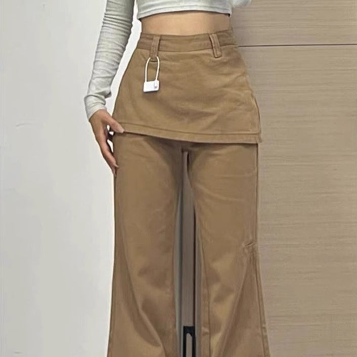 New Relaxed-style Casual Faux Two-piece Straight-leg Horseshoe Pants - [[{"value":"{{ Babyvera Babyvera  }}"}]]
