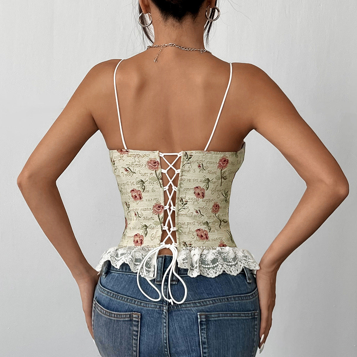 Retro Jacquard Stitching Sexy Lace Lace Spaghetti-strap Vest - [[{"value":"{{ Babyvera Babyvera  }}"}]]