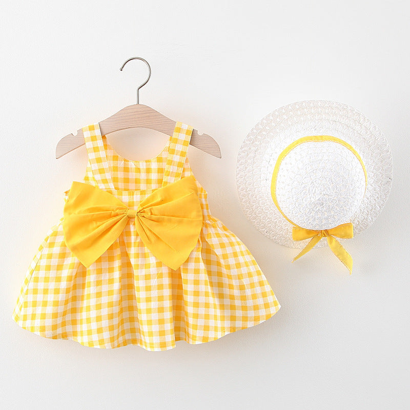 Baby Girl Plaid Skirt Fashion Girl Skirt Free Straw Hat - [[{"value":"{{ Babyvera Babyvera  }}"}]]