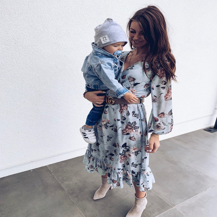 V-neck print dress maxi - [[{"value":"{{ Babyvera Babyvera  }}"}]]