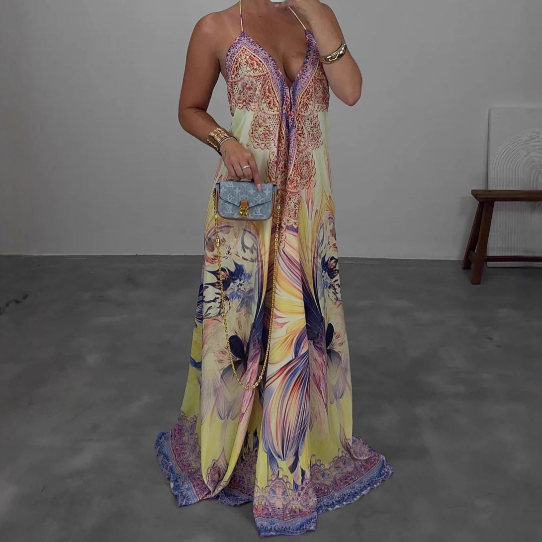 Women's Sleeveless Printed Maxi Dress - [[{"value":"{{ Babyvera Babyvera  }}"}]]