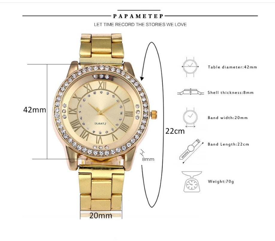 Vansvar Brand Rose Gold Watch Luxury Women Dress Rhinestone Quartz Watch Casual Women Stainless Steel Wristwatches Female Clock - [[{"value":"{{ Babyvera Babyvera  }}"}]]