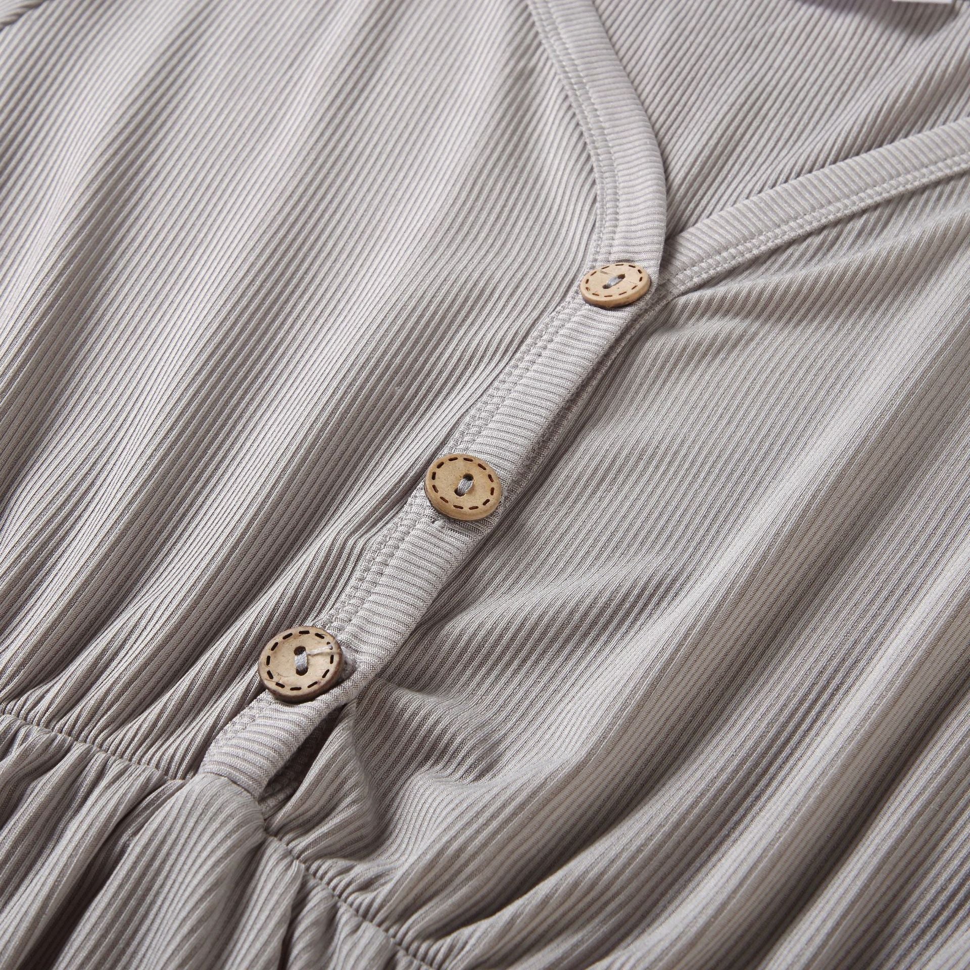 V-neck Pit Strip Drape Solid Color Nursing Short-sleeved Dress - [[{"value":"{{ Babyvera Babyvera  }}"}]]