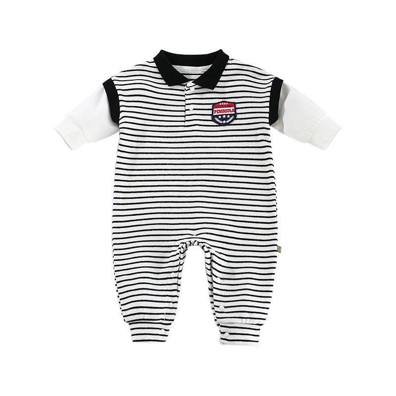 Baby Onesies Striped Male Baby Newborn Clothes Baby Autumn Clothes - [[{"value":"{{ Babyvera Babyvera  }}"}]]