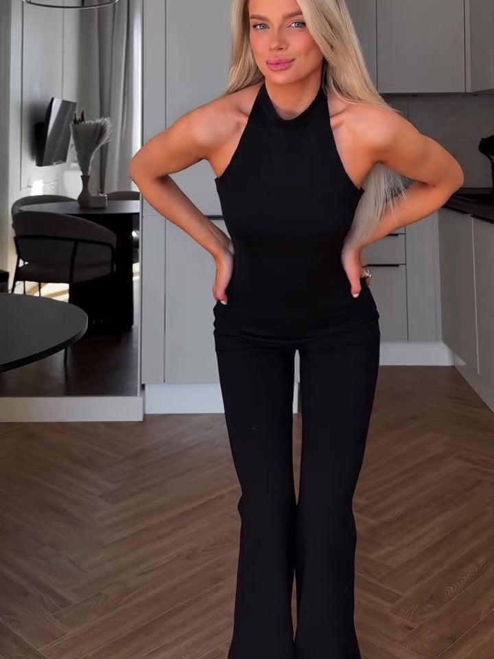 Black Halter Sleeveless Jumpsuit - [[{"value":"{{ Babyvera Babyvera  }}"}]]