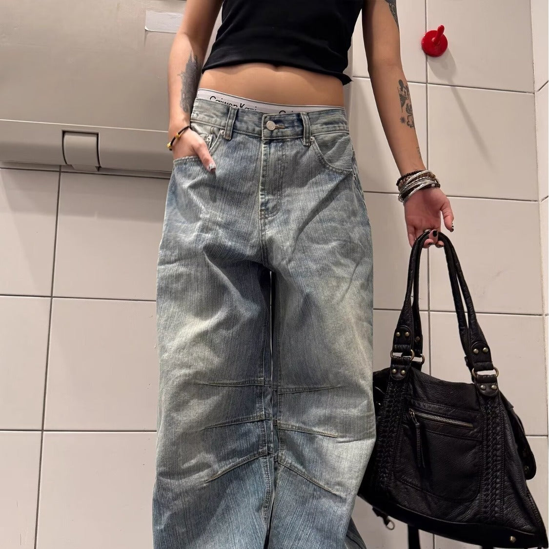 Female Loose And Casual Retro Herringbone Flare Denim Jeans - [[{"value":"{{ Babyvera Babyvera  }}"}]]