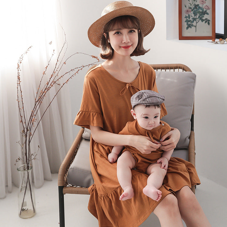 Mid-length Maternity Dress Parent-child Nursing Clothes Slimming - [[{"value":"{{ Babyvera Babyvera  }}"}]]