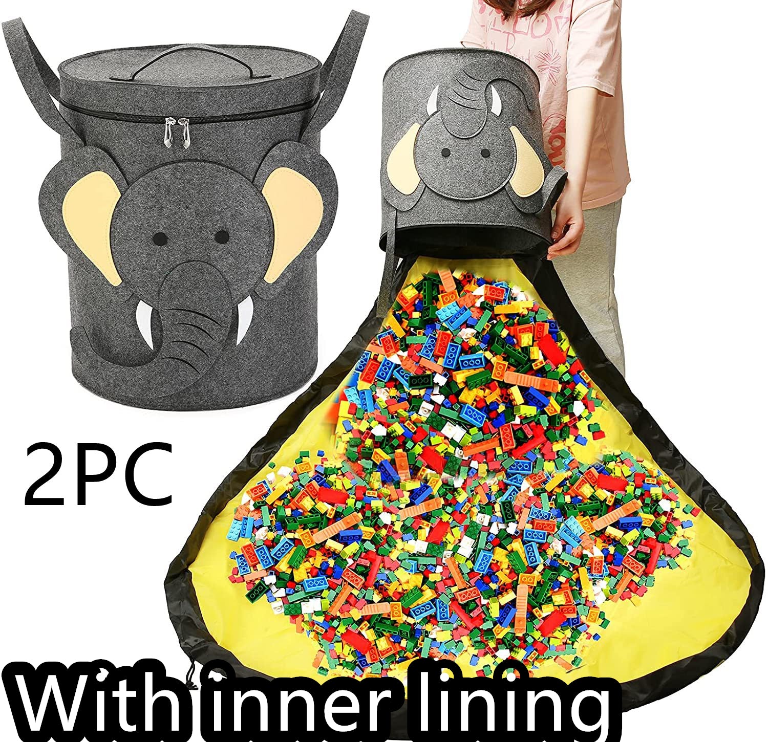 Felt Storage Bag Toy Play Mat 2 In 1 Pull Rope - [[{"value":"{{ Babyvera Babyvera  }}"}]]