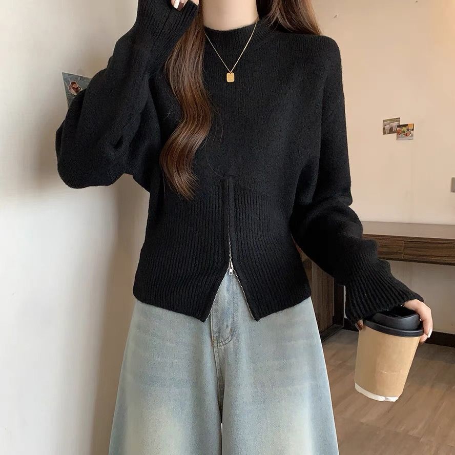 New Autumn Split-zip Short Sweater - [[{"value":"{{ Babyvera Babyvera  }}"}]]