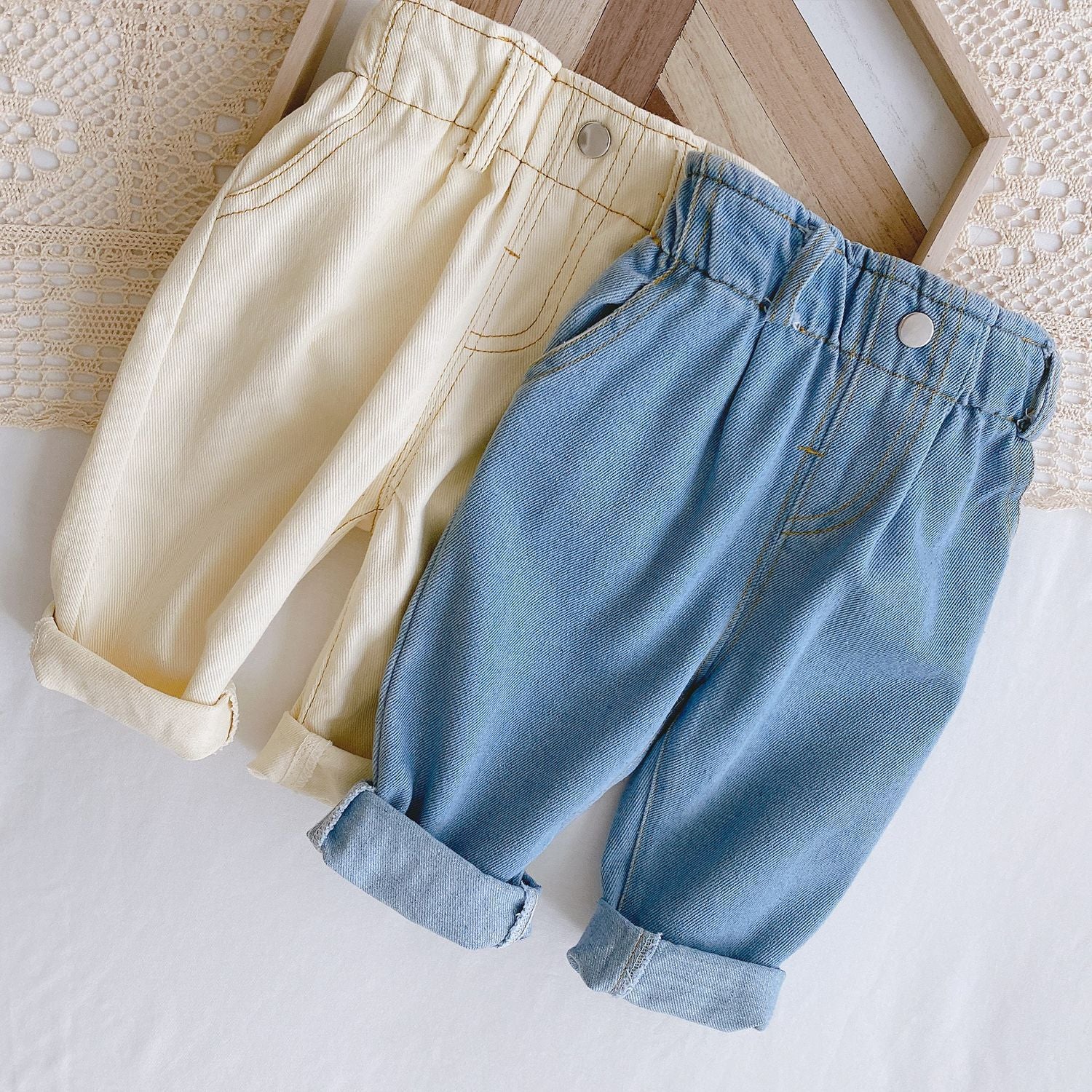 Baby Solid Color Casual High Waist Soft Jeans - [[{"value":"{{ Babyvera Babyvera  }}"}]]