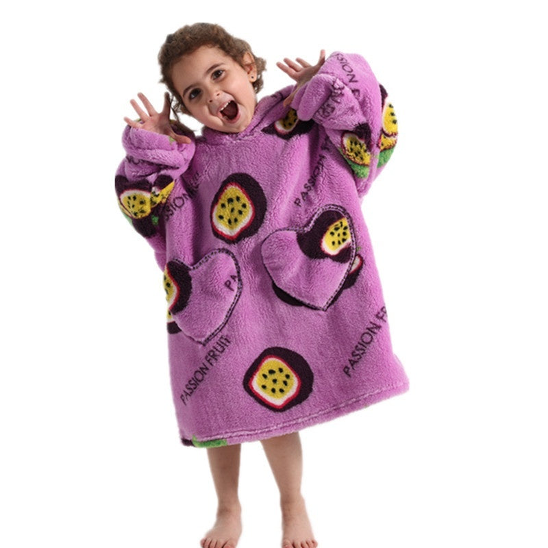 Boys And Girls Comfortable Cotton Velvet Cold-proof Clothes Lazy Blanket Hooded Plus-sized Thickened Blanket Lazy Clothes Children's Sleepwear - [[{"value":"{{ Babyvera Babyvera  }}"}]]