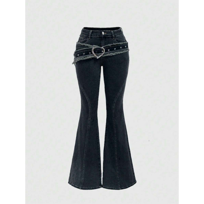 Punk-style Vintage Metal Heart-shaped Belt Frayed-edge Jeans - [[{"value":"{{ Babyvera Babyvera  }}"}]]