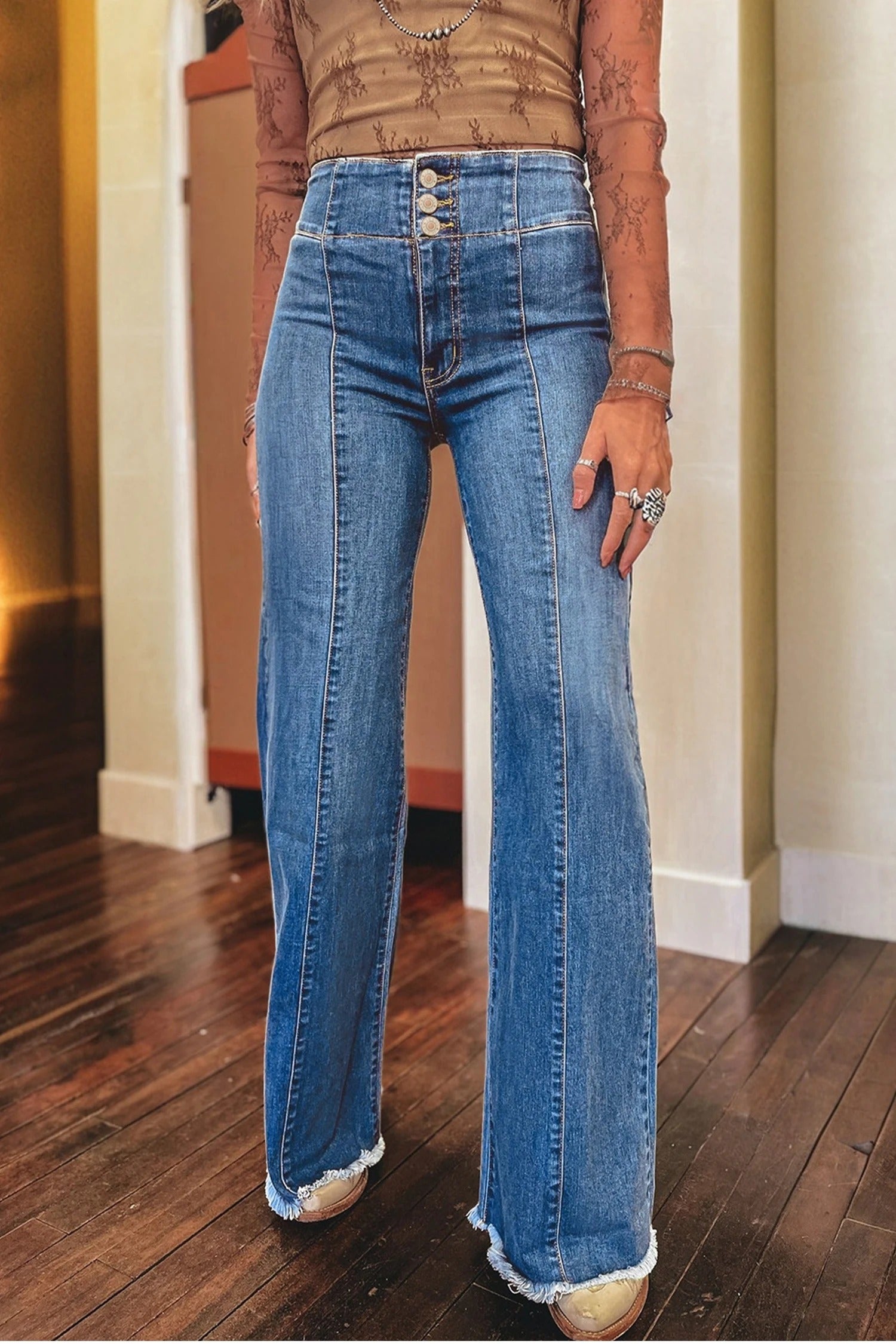 Women's Solid-Color Fashionable Casual Slimming Flared Denim Trousers - [[{"value":"{{ Babyvera Babyvera  }}"}]]