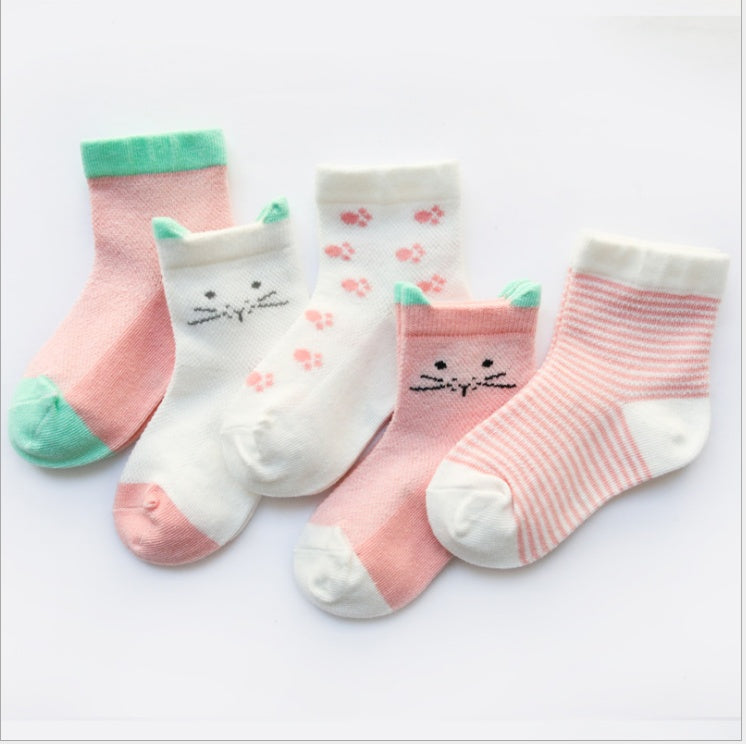Children's Socks Pack of 5 Colors Breathable Summer Cotton Socks for Boys and Girls - [[{"value":"{{ Babyvera Babyvera  }}"}]]