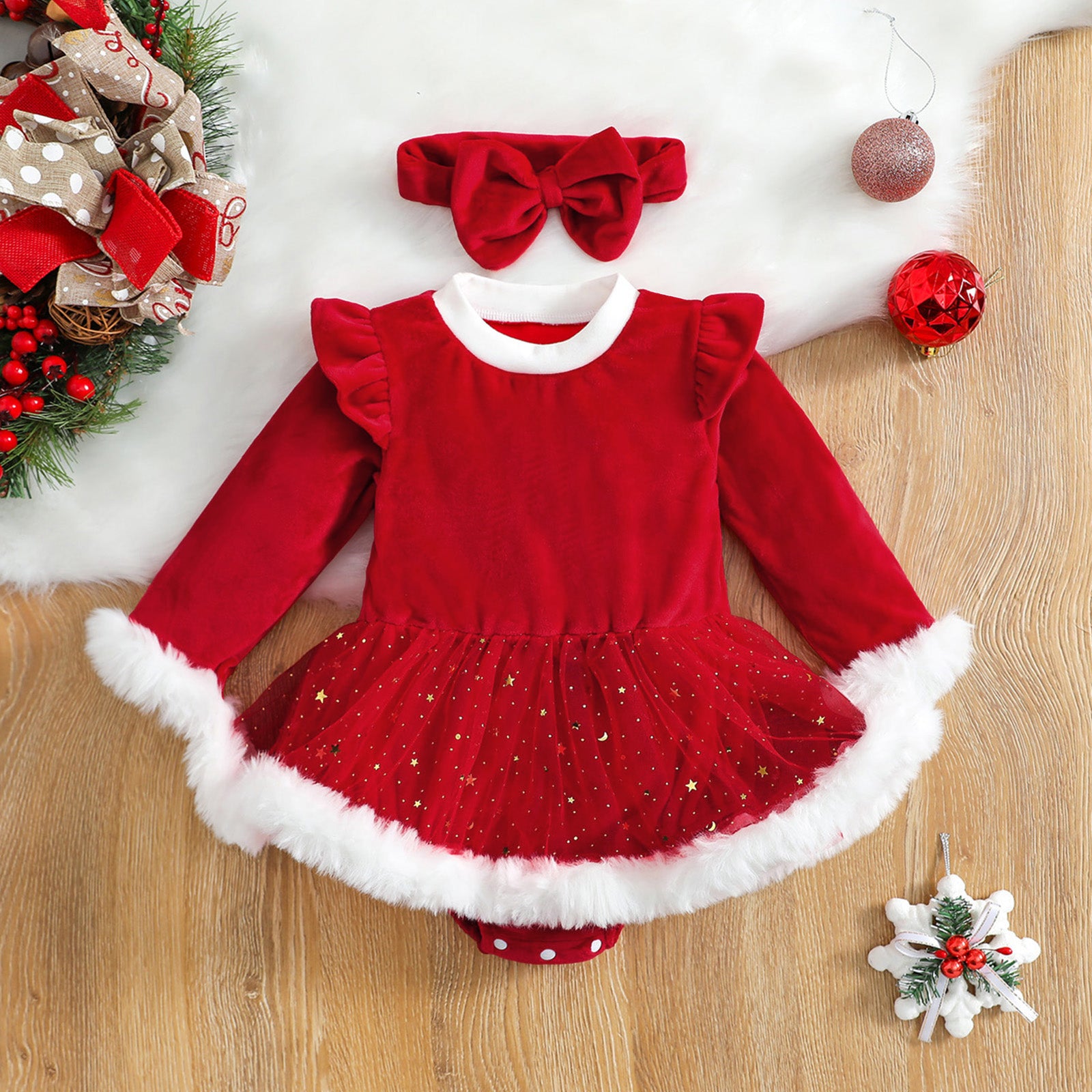 Christmas Baby Red Romper Newborn Toddler Infa - [[{"value":"{{ Babyvera Babyvera  }}"}]]