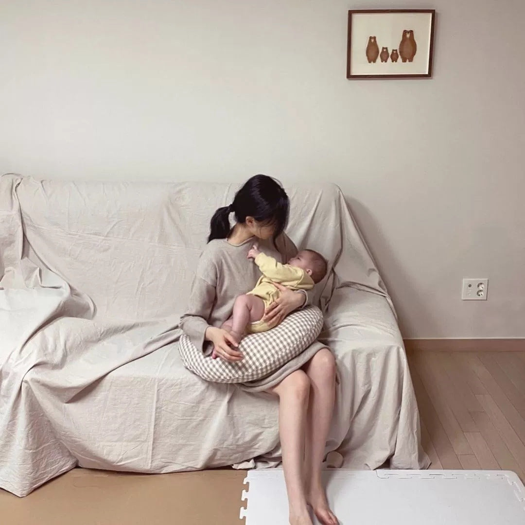 Baby Pillow Newborn Nursing Pillows Plaid Cotton Moon Shape Maternity Breastfeeding Pillow Bedding Cushion Sofa Throw Pillow Baby Room Decoration - [[{"value":"{{ Babyvera Babyvera  }}"}]]