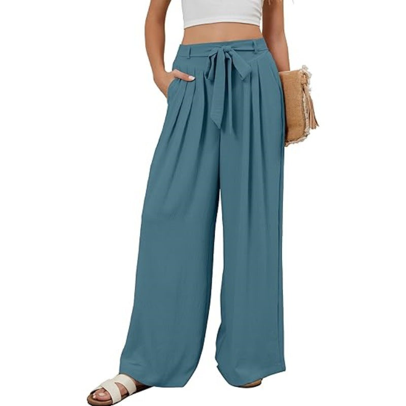 Womens Stylish Solid-color Flowy High-waist Wide-leg Pants - [[{"value":"{{ Babyvera Babyvera  }}"}]]