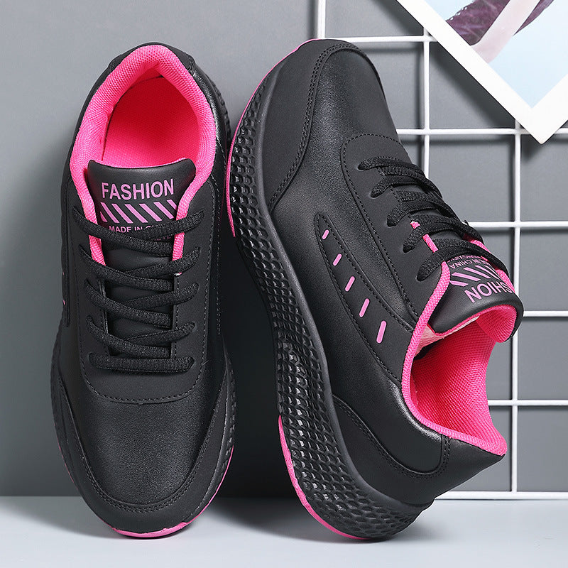Leather Women's Shoes Casual Sneaker Round Toe Flat Heel Women's Running Shoes - [[{"value":"{{ Babyvera Babyvera  }}"}]]