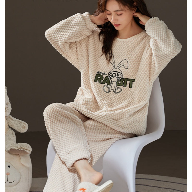 Couple Coral Fleece Thermal Pajamas Women's Long Sleeve Suit - [[{"value":"{{ Babyvera Babyvera  }}"}]]