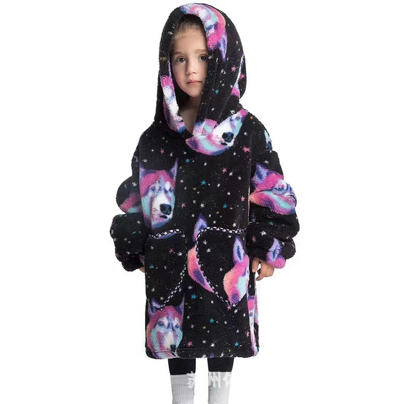 Boys And Girls Comfortable Cotton Velvet Cold-proof Clothes Lazy Blanket Hooded Plus-sized Thickened Blanket Lazy Clothes Children's Sleepwear - [[{"value":"{{ Babyvera Babyvera  }}"}]]