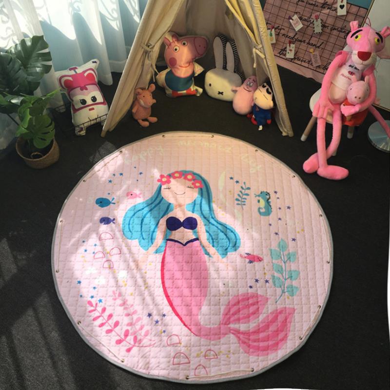 Round Fabric Baby Crawling Children's Play Mat, Toy Storage Blanket, Cotton Crawling Mat - [[{"value":"{{ Babyvera Babyvera  }}"}]]