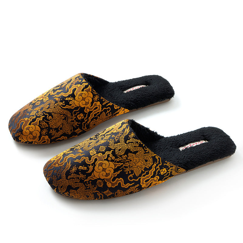 Women's Embroidered Floral Ox-Tendon Sole Plush Slippers - [[{"value":"{{ Babyvera Babyvera  }}"}]]
