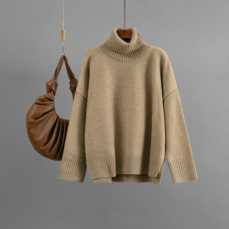 Arrival Casual Loose All-Match Solid-Color Turtleneck Sweater - [[{"value":"{{ Babyvera Babyvera  }}"}]]