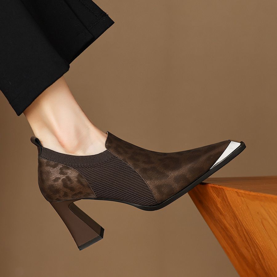 British Leopard Print Metal Head High Heels Women's Thick Heels New Spring And Autumn Season - [[{"value":"{{ Babyvera Babyvera  }}"}]]