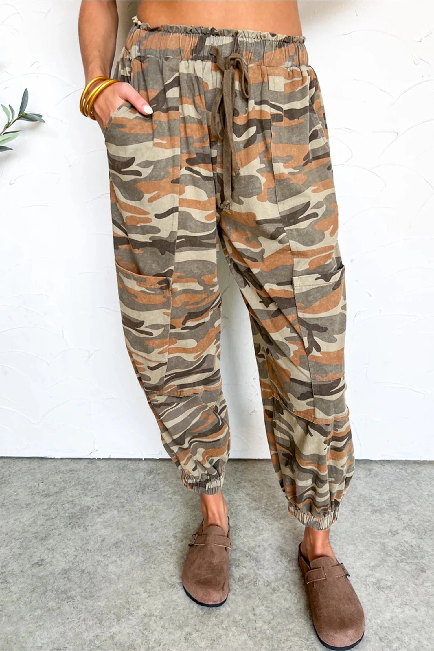 Green Camouflage Printed Drawstring Elastic Waist Jogger Pants - [[{"value":"{{ Babyvera Babyvera  }}"}]]