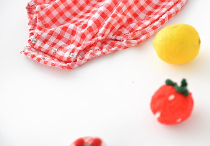 Baby plaid lace sleeves baby triangle romper baby kite clothes - [[{"value":"{{ Babyvera Babyvera  }}"}]]