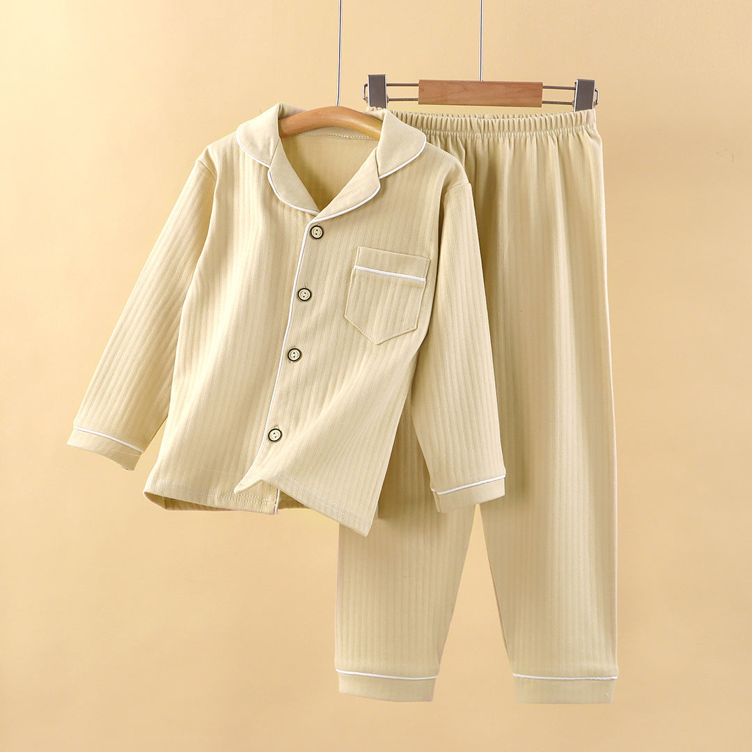 Parent-child Style Children's Pure Cotton Cardigan Homewear Solid Color Set - [[{"value":"{{ Babyvera Babyvera  }}"}]]