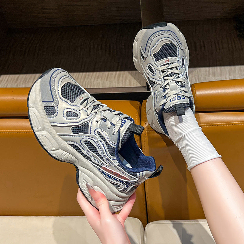 Thick Bottom Breathable Gray Mesh Board Shoes Female - [[{"value":"{{ Babyvera Babyvera  }}"}]]