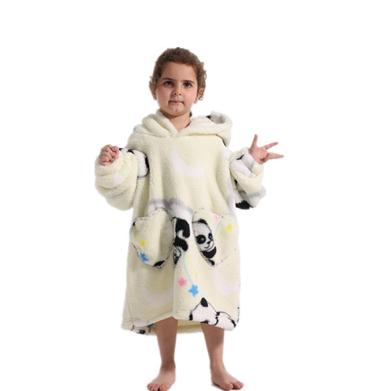 Boys And Girls Comfortable Cotton Velvet Cold-proof Clothes Lazy Blanket Hooded Plus-sized Thickened Blanket Lazy Clothes Children's Sleepwear - [[{"value":"{{ Babyvera Babyvera  }}"}]]