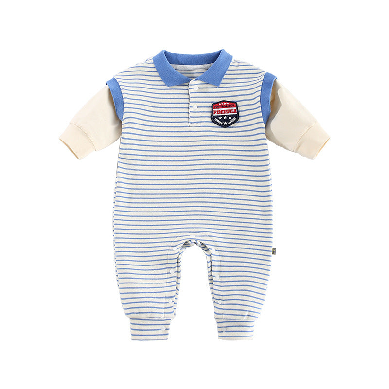 Baby Onesies Striped Male Baby Newborn Clothes Baby Autumn Clothes - [[{"value":"{{ Babyvera Babyvera  }}"}]]