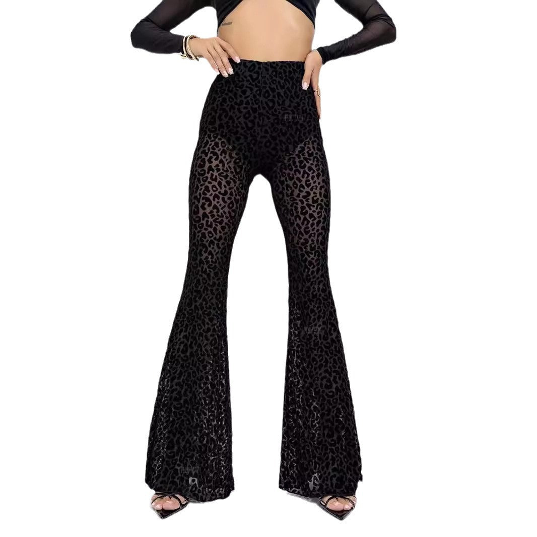 Women's Flocked Mesh High-Waisted Casual Pants - [[{"value":"{{ Babyvera Babyvera  }}"}]]