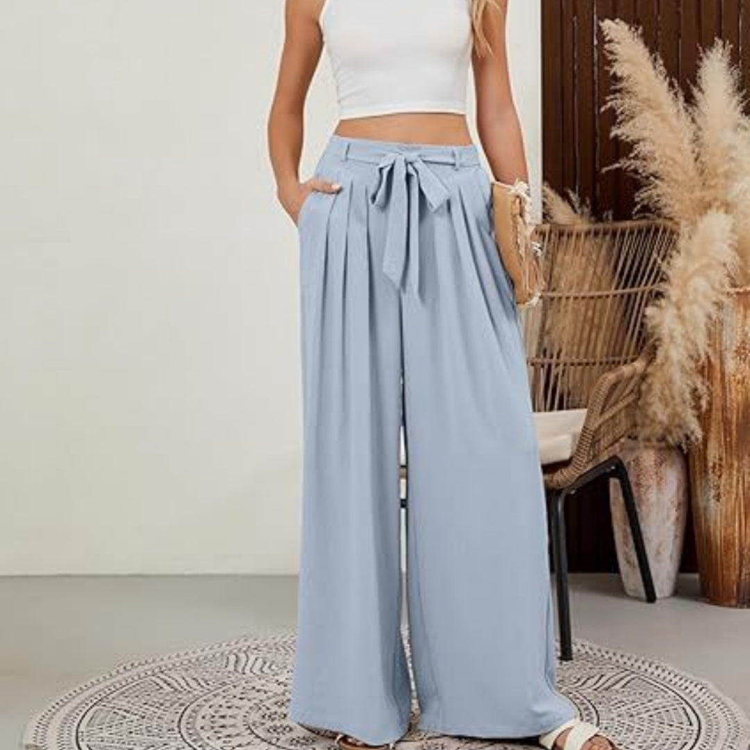 Womens Stylish Solid-color Flowy High-waist Wide-leg Pants - [[{"value":"{{ Babyvera Babyvera  }}"}]]
