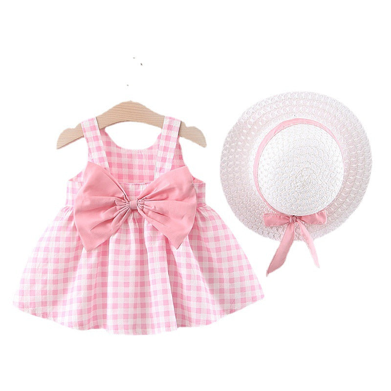 Baby Girl Plaid Skirt Fashion Girl Skirt Free Straw Hat - [[{"value":"{{ Babyvera Babyvera  }}"}]]