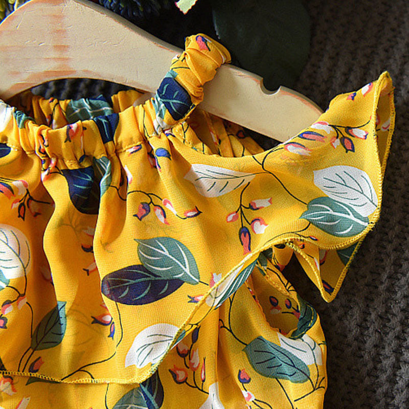 Kids Dress Girls Leaf Chiffon Sleeveless Holiday Bohemian - [[{"value":"{{ Babyvera Babyvera  }}"}]]