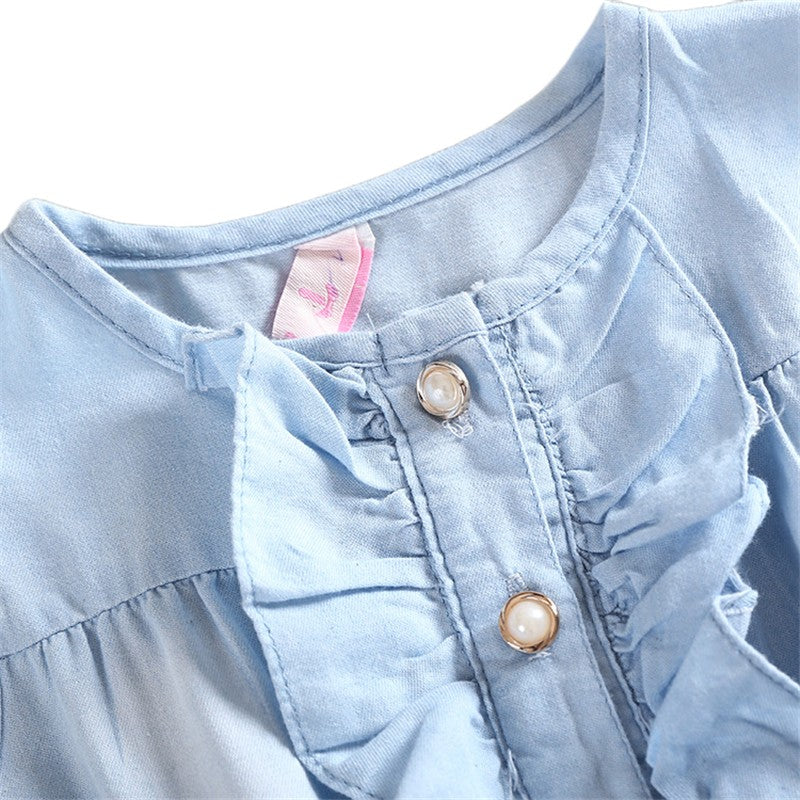 Summer Children Sleeveless Girl Denim Floral Dresses - [[{"value":"{{ Babyvera Babyvera  }}"}]]