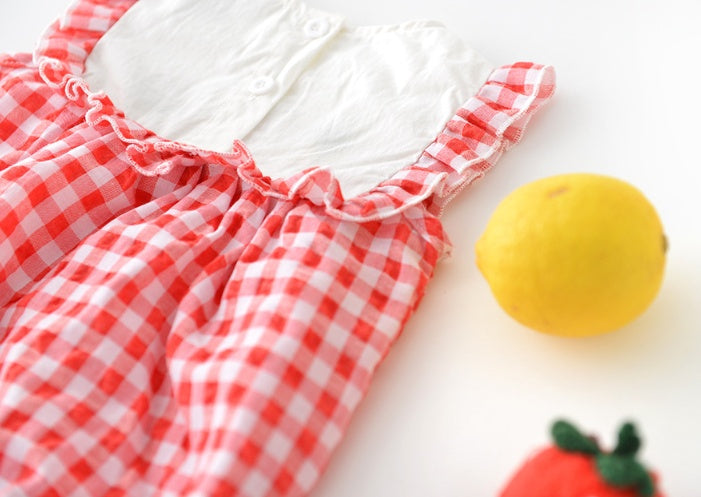 Baby plaid lace sleeves baby triangle romper baby kite clothes - [[{"value":"{{ Babyvera Babyvera  }}"}]]